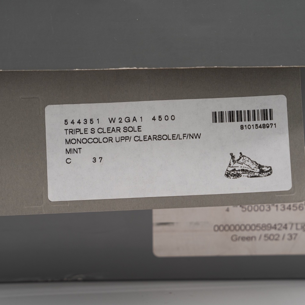 size 37 EU / 7 US Balenciaga Triple S Sneakers Mint Green - Picture 15 of 15